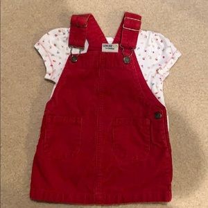 OshKosh corduroy red overall dress and top